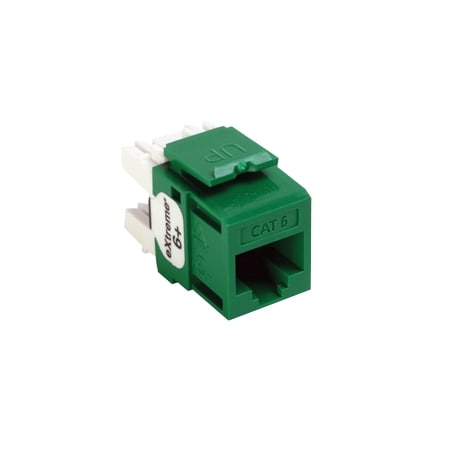 Leviton 1-Port Mod Jack 110 8W8P Utp, T568A/B Cat6 Quickport, Extreme 6+ Green 61110-RV6